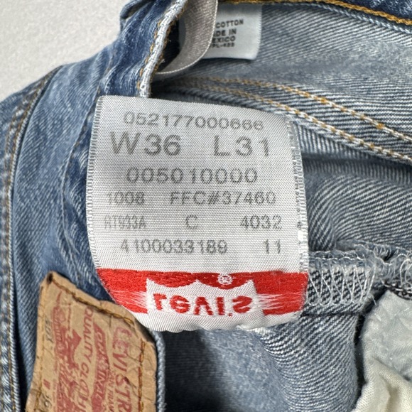Vintage Levis 501 Jeans Mens 34x28 Blue Washout Work Pants Button Fly (Tag36x31) - Picture 10 of 13